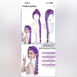 Girls K-pop Demon Hunters Rumi Purple Wig